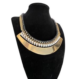 Trina Turk Gold and Leather Statement Necklace